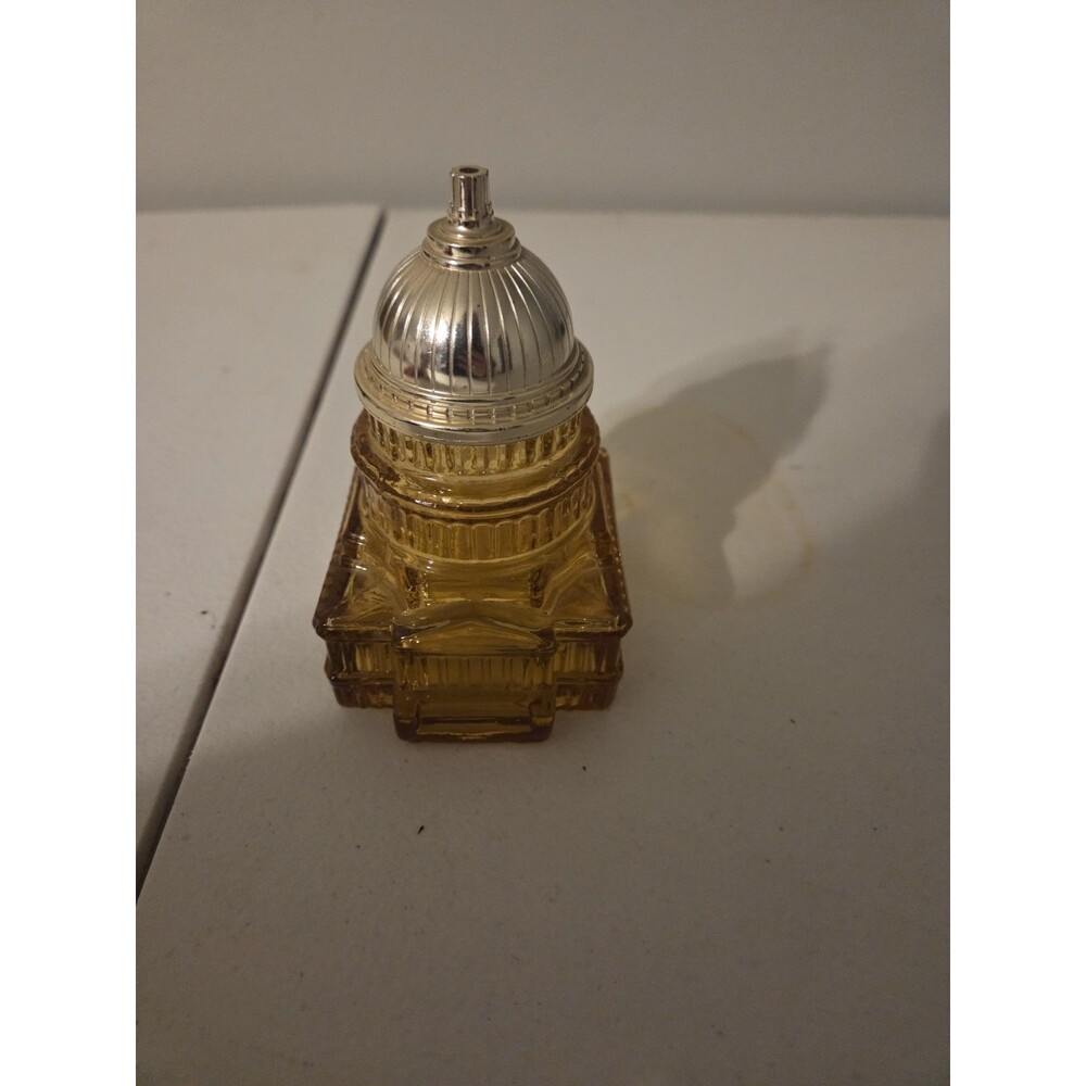 Vintage Avon US Capitol Building Dome Amber Glass After Shave Decanter Bottle